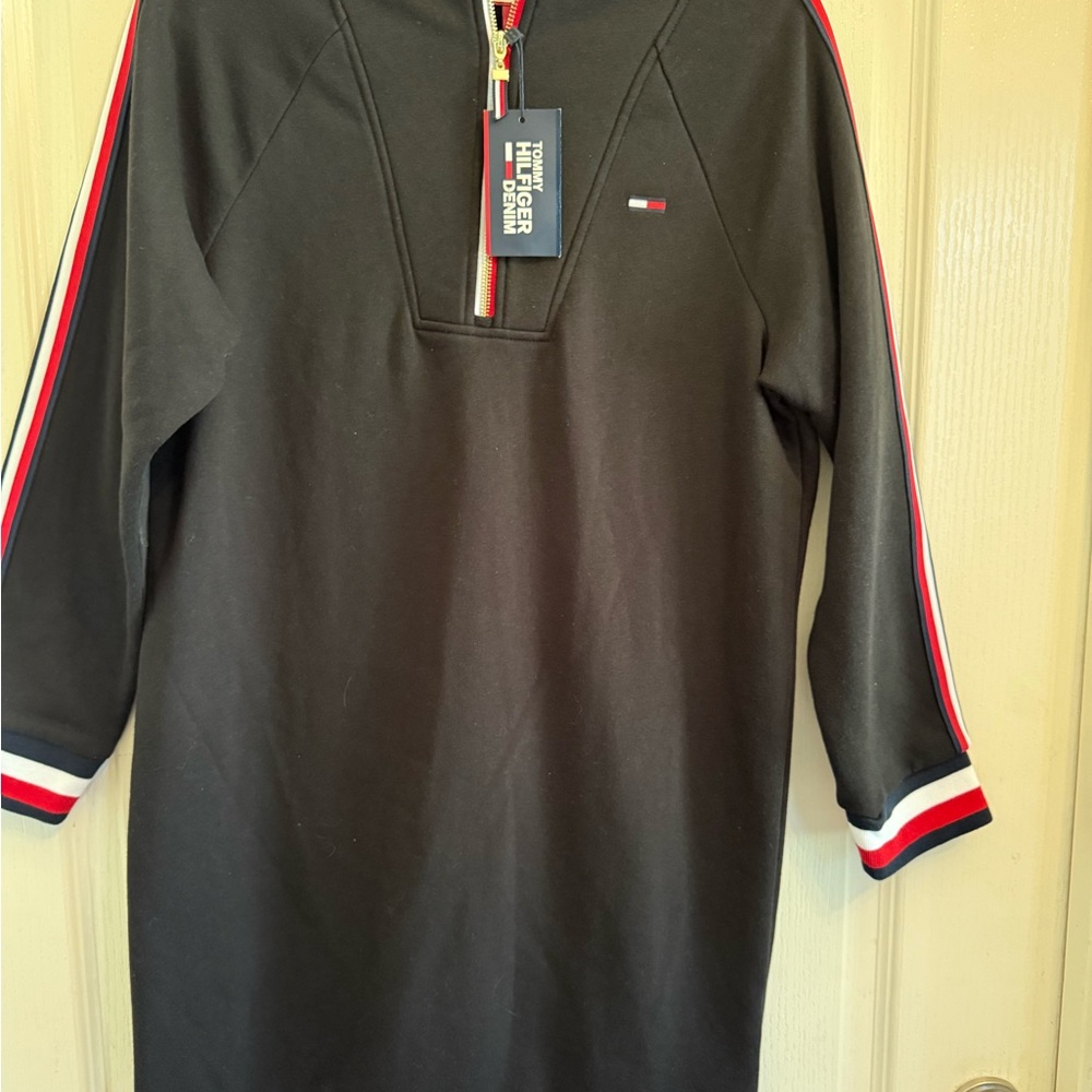 Tommy Hilfiger Black Dress with Red and White Stripes
